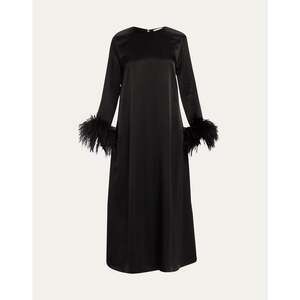 Sleeper Suzi Maxi Dress with Detachable Feathers in Black Large NWT